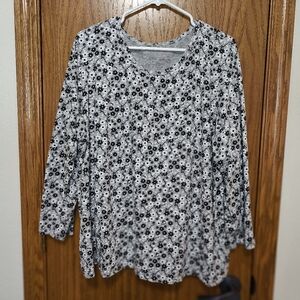 Women's Woman Within Black & White Tee Shirt Top, Size 2X